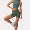 Soft Active High Waist Mini Shorts in Khaki