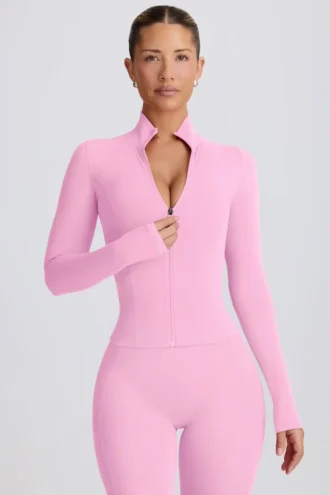 Soft Active Jacke mit Reißverschluss in Baby Pink