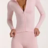 Soft Active Jacke mit Reißverschluss in Blush Marl