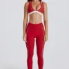 Soft Active Kontrast-Leggings in Dunkelrot