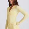 Soft Active Kontrast-Reißverschlussjacke in Lemon