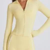 Soft Active Kontrast-Reißverschlussjacke in Lemon