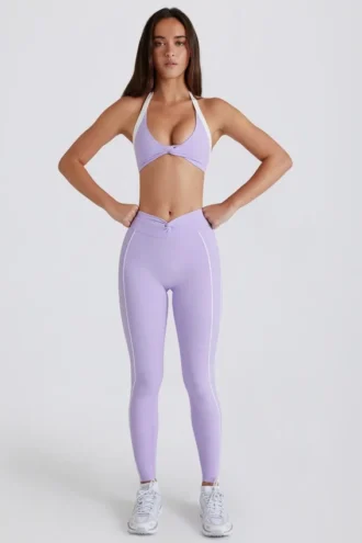 Soft Active Leggings mit gedrehtem Vorderteil in Lila