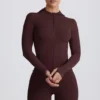 Soft Active Midlayer-Jacke mit Kapuze in Schokoladenbraun