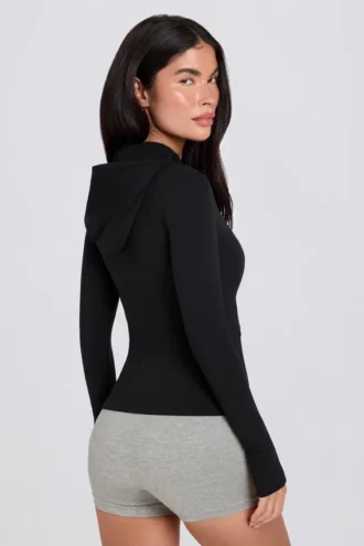 Soft Active Midlayer-Jacke mit Kapuze in Schwarz
