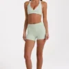 Soft Active Mini-Shorts in Sage-Melange