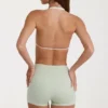 Soft Active Mini-Shorts in Sage-Melange