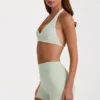 Soft Active Mini-Shorts in Sage-Melange
