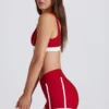 Soft Active Mini-Shorts mit Kontraststreifen in Dunkelrot Soft Active Mini-Shorts mit Kontraststreifen in Dunkelrot