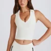 Soft Active Polo-Crop-Top in Elfenbein