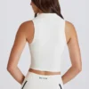 Soft Active Polo-Crop-Top in Elfenbein