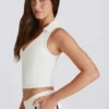 Soft Active Polo-Crop-Top in Elfenbein