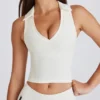 Soft Active Polo-Crop-Top in Elfenbein