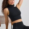 Soft Active Rollkragen-Tanktop in Schwarz