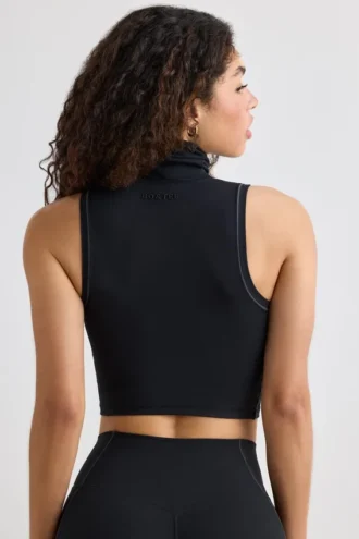 Soft Active Rollkragen-Tanktop in Schwarz