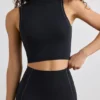 Soft Active Rollkragen-Tanktop in Schwarz