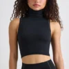Soft Active Rollkragen-Tanktop in Schwarz