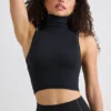 Soft Active Rollkragen-Tanktop in Schwarz