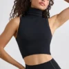 Soft Active Rollkragen-Tanktop in Schwarz