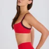 Soft Active Sport-BH mit Kontrastbesatz in Erdbeerrot