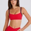 Soft Active Sport-BH mit Kontrastbesatz in Erdbeerrot