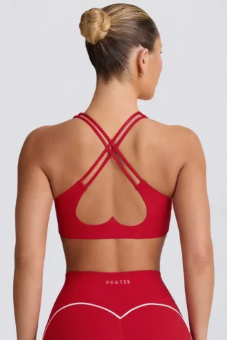 Soft Active Sport-BH mit V-Ausschnitt in Hot Red