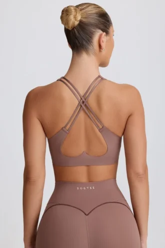 Soft Active Sport-BH mit V-Ausschnitt in Mocha