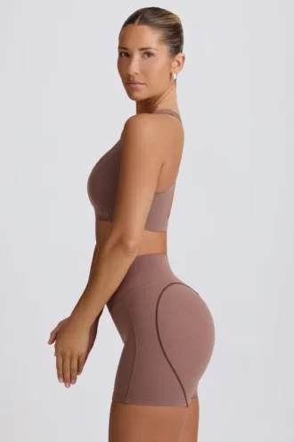 Soft Active Sport-BH mit V-Ausschnitt in Mocha