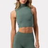 Soft Active Tanktop mit Rollkragen in Khaki Soft Active Tanktop mit Rollkragen in Khaki