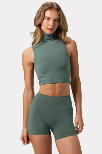 Soft Active Tanktop mit Rollkragen in Khaki