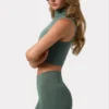Soft Active High Waist Mini Shorts in Khaki