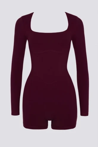 Soft Active Unitard mit offenem Rücken in Burgunderrot Soft Active Unitard mit offenem Rücken in Burgunderrot