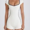 Soft Active Unitard mit offenem Rücken in Elfenbein