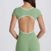 Soft Active Unitard mit offenem Rücken in Grün