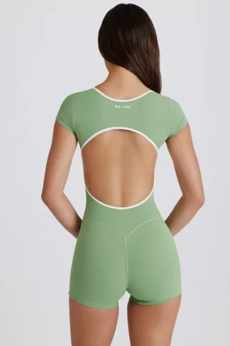 Soft Active Unitard mit offenem Rücken in Grün Soft Active Unitard mit offenem Rücken in Grün