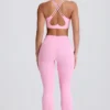 Soft Active V-Waist Pocket Flared Leggings in Baby Pink Soft Active V-Waist Pocket Flared Leggings in Baby Pink