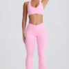 Soft Active V-Waist Pocket Flared Leggings in Baby Pink Soft Active V-Waist Pocket Flared Leggings in Baby Pink