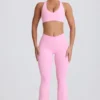 Soft Active V-Waist Pocket Flared Leggings in Baby Pink Soft Active V-Waist Pocket Flared Leggings in Baby Pink