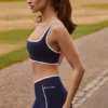 Soft Active Wrapover Contrast Mini-Shorts in Classic Navy