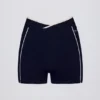 Soft Active Wrapover Contrast Mini-Shorts in Classic Navy