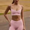 Soft Active Wrapover Contrast Mini-Shorts in Powder Pink