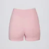Soft Active Wrapover Contrast Mini-Shorts in Powder Pink