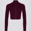 Soft Active Zip-Up Cropped Jacket in Burgundy Soft Active Zip-Up Cropped Jacket in Burgundy