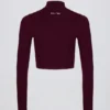 Soft Active Zip-Up Cropped Jacket in Burgundy Soft Active Zip-Up Cropped Jacket in Burgundy