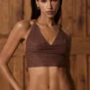 Sol Plunge-Halter-Crop-Top in Bronze Sol Plunge-Halter-Crop-Top in Bronze
