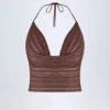 Sol Plunge-Halter-Crop-Top in Bronze Sol Plunge-Halter-Crop-Top in Bronze