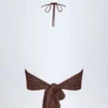 Sol Plunge-Halter-Crop-Top in Bronze Sol Plunge-Halter-Crop-Top in Bronze