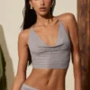 Sol Plunge-Halter-Crop-Top in Silber Sol Plunge-Halter-Crop-Top in Silber