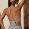 Sol Plunge-Halter-Crop-Top in Silber Sol Plunge-Halter-Crop-Top in Silber