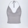 Sol Plunge-Halter-Crop-Top in Silber Sol Plunge-Halter-Crop-Top in Silber
